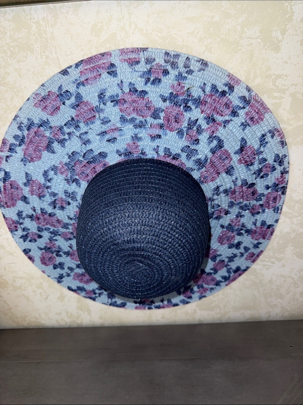 chatties Two-Tone Wide Brim Sun Hat in Light Blue and Navy